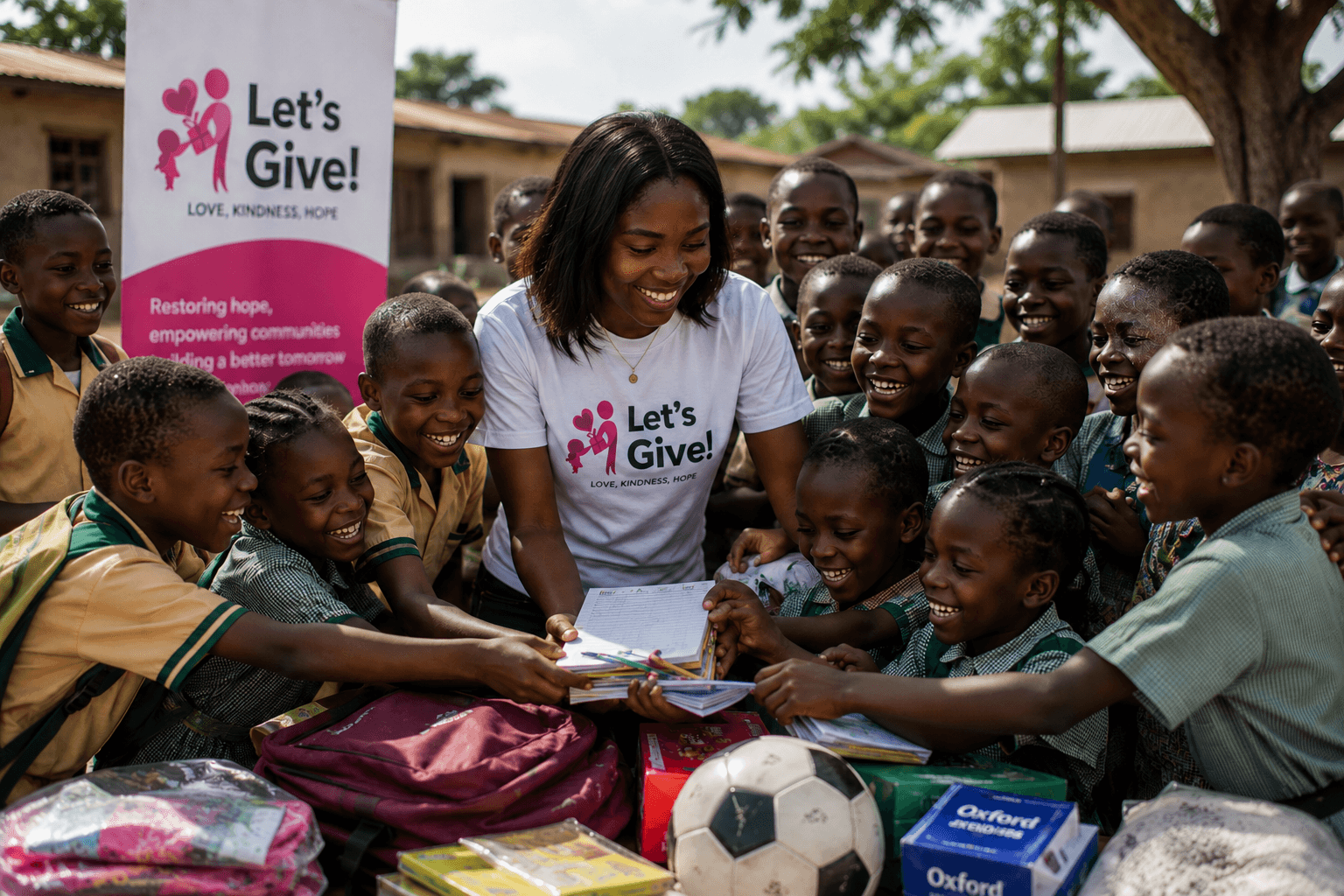 Let’s Give volunteers sharing joy with children